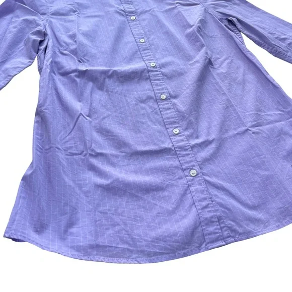 Banana Republic Womens Size 12 Riley Lilac Purple Striped Cotton Blend Button Up - Picture 9 of 12